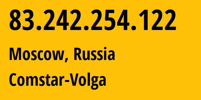 IP address 83.242.254.122 (Moscow, Moscow, Russia) get location, coordinates on map, ISP provider AS41209 Comstar-Volga // who is provider of ip address 83.242.254.122, whose IP address