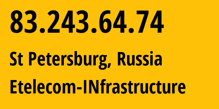 IP address 83.243.64.74 get location, coordinates on map, ISP provider AS42065 Etelecom-INfrastructure // who is provider of ip address 83.243.64.74, whose IP address