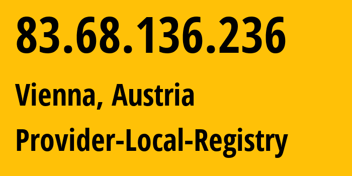 IP-адрес 83.68.136.236 (Вена, Вена, Австрия) определить местоположение, координаты на карте, ISP провайдер AS1764 Provider-Local-Registry // кто провайдер айпи-адреса 83.68.136.236