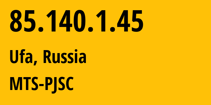 IP-адрес 85.140.1.45 (Нижний Новгород, Нижегородская Область, Россия) определить местоположение, координаты на карте, ISP провайдер AS8359 MTS-PJSC // кто провайдер айпи-адреса 85.140.1.45