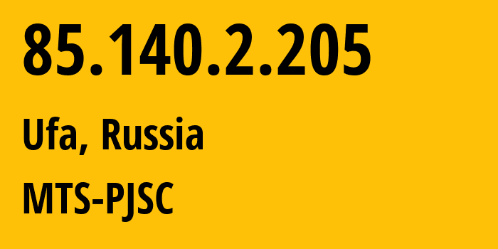 IP-адрес 85.140.2.205 (Уфа, Башкортостан, Россия) определить местоположение, координаты на карте, ISP провайдер AS8359 MTS-PJSC // кто провайдер айпи-адреса 85.140.2.205