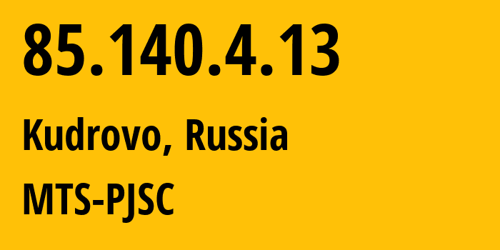 IP address 85.140.4.13 (Ufa, Bashkortostan Republic, Russia) get location, coordinates on map, ISP provider AS8359 MTS-PJSC // who is provider of ip address 85.140.4.13, whose IP address