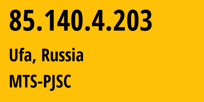 IP-адрес 85.140.4.203 (Уфа, Башкортостан, Россия) определить местоположение, координаты на карте, ISP провайдер AS8359 MTS-PJSC // кто провайдер айпи-адреса 85.140.4.203