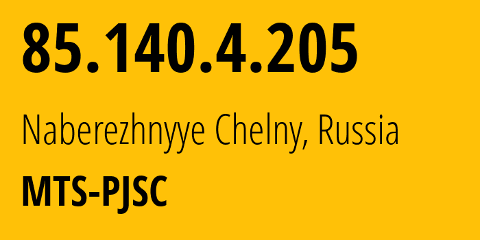 IP address 85.140.4.205 (Ufa, Bashkortostan Republic, Russia) get location, coordinates on map, ISP provider AS8359 MTS-PJSC // who is provider of ip address 85.140.4.205, whose IP address