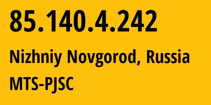 IP address 85.140.4.242 (Ufa, Bashkortostan Republic, Russia) get location, coordinates on map, ISP provider AS8359 MTS-PJSC // who is provider of ip address 85.140.4.242, whose IP address