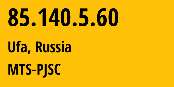 IP address 85.140.5.60 (Rtishchevo, Saratov Oblast, Russia) get location, coordinates on map, ISP provider AS8359 MTS-PJSC // who is provider of ip address 85.140.5.60, whose IP address