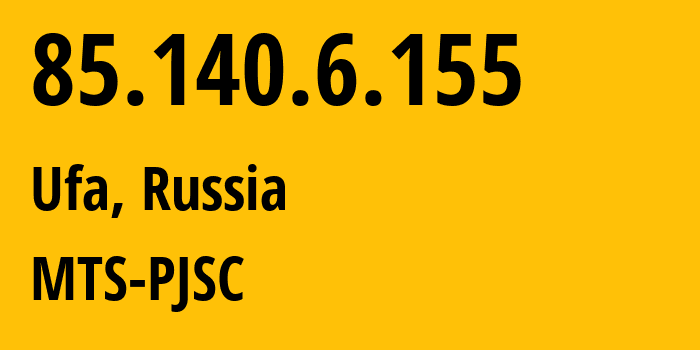 IP-адрес 85.140.6.155 (Уфа, Башкортостан, Россия) определить местоположение, координаты на карте, ISP провайдер AS8359 MTS-PJSC // кто провайдер айпи-адреса 85.140.6.155