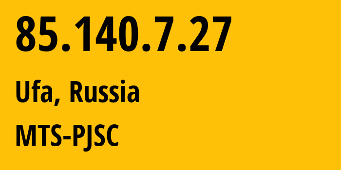 IP-адрес 85.140.7.27 (Янтиково, Чувашия, Россия) определить местоположение, координаты на карте, ISP провайдер AS8359 MTS-PJSC // кто провайдер айпи-адреса 85.140.7.27