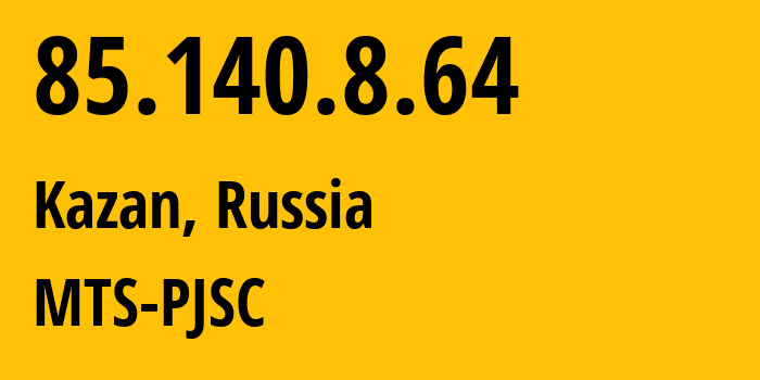 IP address 85.140.8.64 (Yekaterinburg, Sverdlovsk Oblast, Russia) get location, coordinates on map, ISP provider AS8359 MTS-PJSC // who is provider of ip address 85.140.8.64, whose IP address