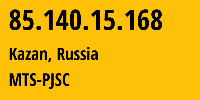 IP address 85.140.15.168 (Yekaterinburg, Sverdlovsk Oblast, Russia) get location, coordinates on map, ISP provider AS8359 MTS-PJSC // who is provider of ip address 85.140.15.168, whose IP address