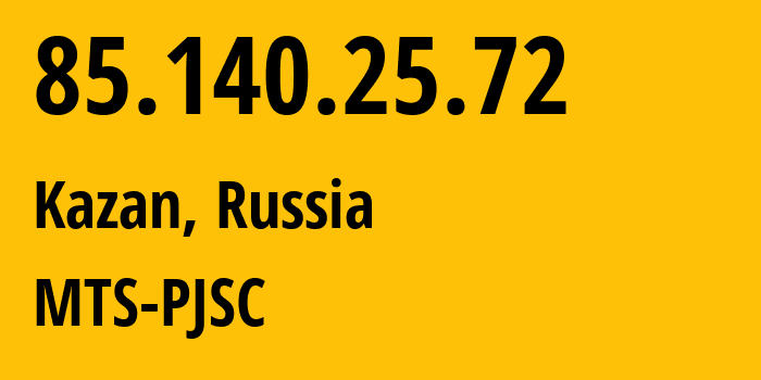 IP address 85.140.25.72 (Yekaterinburg, Sverdlovsk Oblast, Russia) get location, coordinates on map, ISP provider AS8359 MTS-PJSC // who is provider of ip address 85.140.25.72, whose IP address