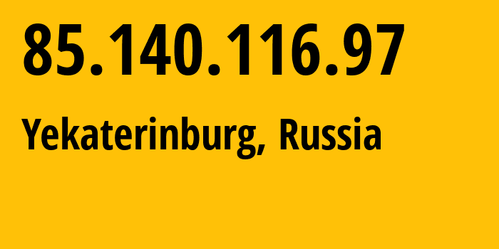 IP-адрес 85.140.116.97 (Екатеринбург, Свердловская Область, Россия) определить местоположение, координаты на карте, ISP провайдер AS8359 Mobile-TeleSystems-PJSC-/-former-ZAO-MTU-Intels-Moscow-Region-Network // кто провайдер айпи-адреса 85.140.116.97