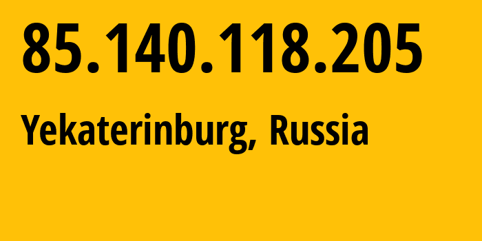 IP-адрес 85.140.118.205 (Екатеринбург, Свердловская Область, Россия) определить местоположение, координаты на карте, ISP провайдер AS8359 Mobile-TeleSystems-PJSC-/-former-ZAO-MTU-Intels-Moscow-Region-Network // кто провайдер айпи-адреса 85.140.118.205