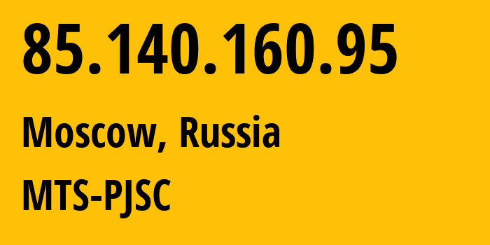 IP address 85.140.160.95 (Moscow, Moscow, Russia) get location, coordinates on map, ISP provider AS8359 MTS-PJSC // who is provider of ip address 85.140.160.95, whose IP address