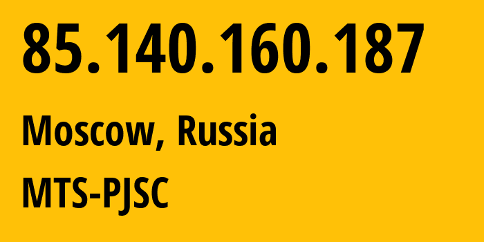 IP address 85.140.160.187 (Abaza, Khakasiya Republic, Russia) get location, coordinates on map, ISP provider AS8359 MTS-PJSC // who is provider of ip address 85.140.160.187, whose IP address