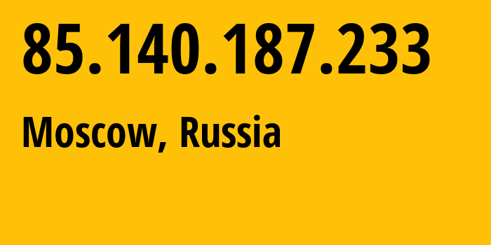 IP address 85.140.187.233 (Moscow, Moscow, Russia) get location, coordinates on map, ISP provider AS8359 Mobile-TeleSystems-PJSC-/-former-ZAO-MTU-Intels-Moscow-Region-Network // who is provider of ip address 85.140.187.233, whose IP address