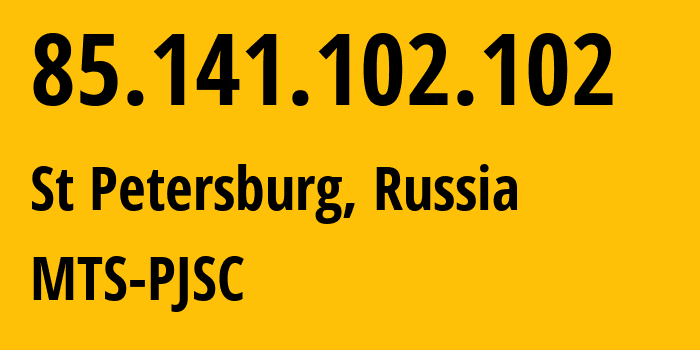 IP address 85.141.102.102 get location, coordinates on map, ISP provider AS8359 MTS-PJSC // who is provider of ip address 85.141.102.102, whose IP address