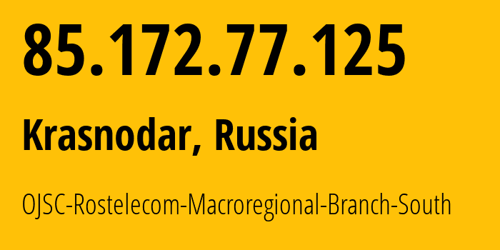 IP-адрес 85.172.77.125 (Костино, Московская область, Россия) определить местоположение, координаты на карте, ISP провайдер AS12389 OJSC-Rostelecom-Macroregional-Branch-South // кто провайдер айпи-адреса 85.172.77.125