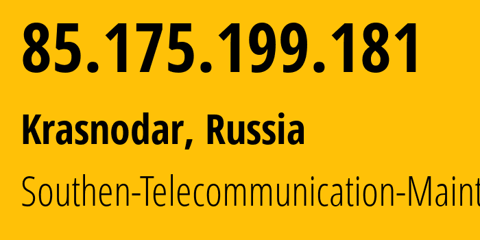 IP address 85.175.199.181 get location, coordinates on map, ISP provider AS25490 Southen-Telecommunication-Maintainer // who is provider of ip address 85.175.199.181, whose IP address