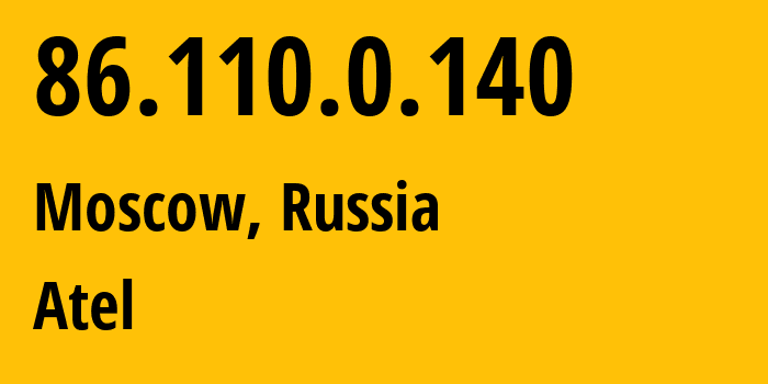 IP address 86.110.0.140 (Moscow, Moscow, Russia) get location, coordinates on map, ISP provider AS8905 Atel // who is provider of ip address 86.110.0.140, whose IP address