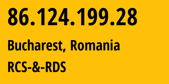 IP address 86.124.199.28 (Sector 1, București, Romania) get location, coordinates on map, ISP provider AS8708 RCS-&-RDS // who is provider of ip address 86.124.199.28, whose IP address