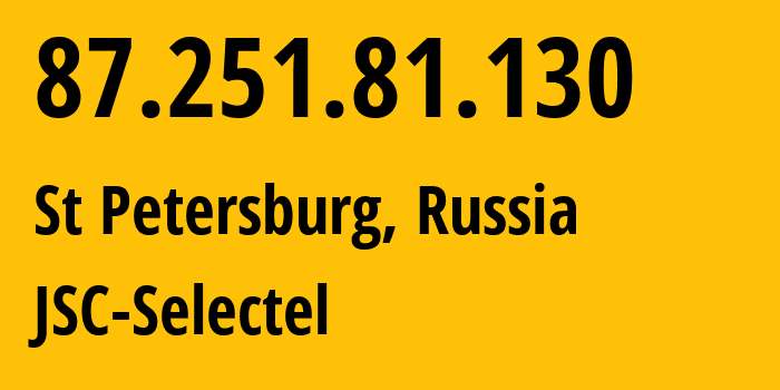 IP address 87.251.81.130 (St Petersburg, St.-Petersburg, Russia) get location, coordinates on map, ISP provider AS49505 JSC-Selectel // who is provider of ip address 87.251.81.130, whose IP address