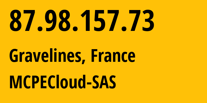 IP-адрес 87.98.157.73 (Гравлин, Hauts-de-France, Франция) определить местоположение, координаты на карте, ISP провайдер AS16276 MCPECloud-SAS // кто провайдер айпи-адреса 87.98.157.73