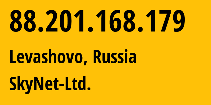 IP-адрес 88.201.168.179 (Левашово, Санкт-Петербург, Россия) определить местоположение, координаты на карте, ISP провайдер AS35807 SkyNet-Ltd. // кто провайдер айпи-адреса 88.201.168.179