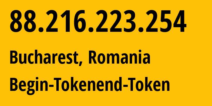 IP-адрес 88.216.223.254 (Бухарест, București, Румыния) определить местоположение, координаты на карте, ISP провайдер AS16276 Begin-Tokenend-Token // кто провайдер айпи-адреса 88.216.223.254