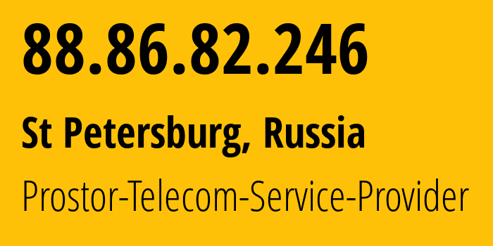 IP address 88.86.82.246 (St Petersburg, St.-Petersburg, Russia) get location, coordinates on map, ISP provider AS12418 Prostor-Telecom-Service-Provider // who is provider of ip address 88.86.82.246, whose IP address