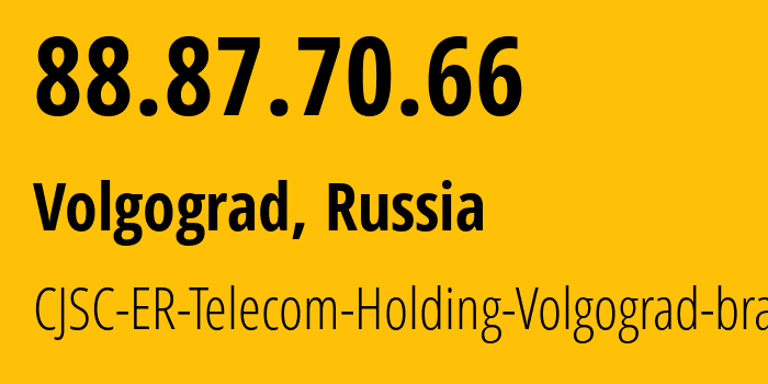 IP-адрес 88.87.70.66 (Волгоград, Волгоградская Область, Россия) определить местоположение, координаты на карте, ISP провайдер AS39435 CJSC-ER-Telecom-Holding-Volgograd-branch // кто провайдер айпи-адреса 88.87.70.66