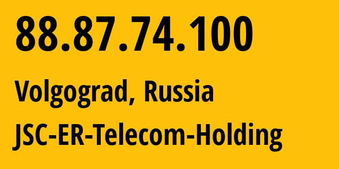 IP address 88.87.74.100 (Volgograd, Volgograd Oblast, Russia) get location, coordinates on map, ISP provider AS39435 JSC-ER-Telecom-Holding // who is provider of ip address 88.87.74.100, whose IP address