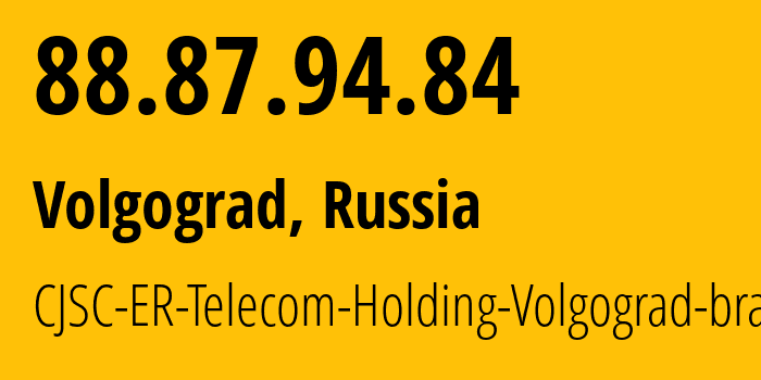 IP address 88.87.94.84 (Volgograd, Volgograd Oblast, Russia) get location, coordinates on map, ISP provider AS39435 CJSC-ER-Telecom-Holding-Volgograd-branch // who is provider of ip address 88.87.94.84, whose IP address