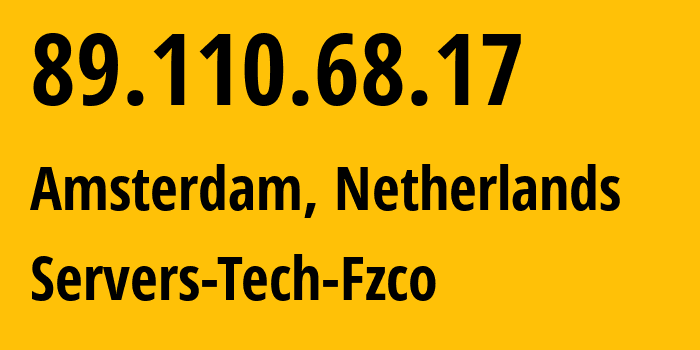 IP-адрес 89.110.68.17 (Амстердам, Северная Голландия, Нидерланды) определить местоположение, координаты на карте, ISP провайдер AS216071 Servers-Tech-Fzco // кто провайдер айпи-адреса 89.110.68.17