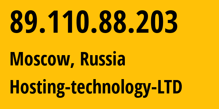 IP address 89.110.88.203 (Moscow, Moscow, Russia) get location, coordinates on map, ISP provider AS48282 Hosting-technology-LTD // who is provider of ip address 89.110.88.203, whose IP address