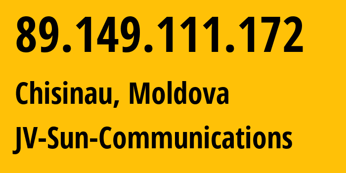 IP-адрес 89.149.111.172 (Кишинёв, Кишинёв, Молдавия) определить местоположение, координаты на карте, ISP провайдер AS31204 JV-Sun-Communications // кто провайдер айпи-адреса 89.149.111.172