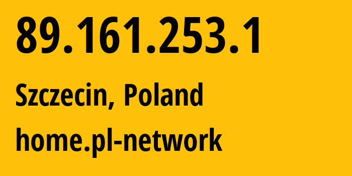 IP address 89.161.253.1 (Szczecin, West Pomerania, Poland) get location, coordinates on map, ISP provider AS12824 home.pl-network // who is provider of ip address 89.161.253.1, whose IP address