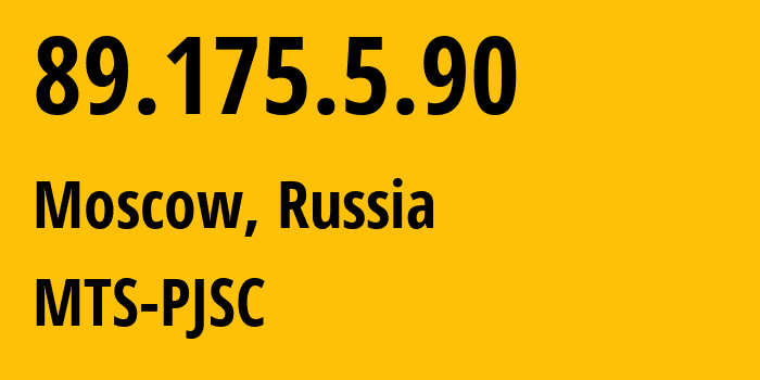 IP address 89.175.5.90 (Moscow, Moscow, Russia) get location, coordinates on map, ISP provider AS8359 MTS-PJSC // who is provider of ip address 89.175.5.90, whose IP address