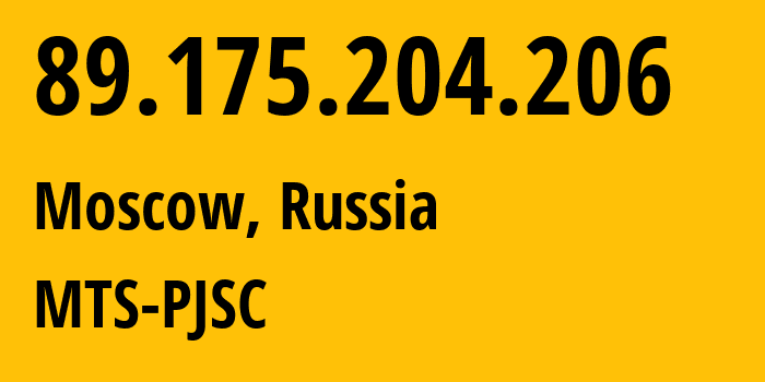 IP address 89.175.204.206 (Moscow, Moscow, Russia) get location, coordinates on map, ISP provider AS8359 MTS-PJSC // who is provider of ip address 89.175.204.206, whose IP address