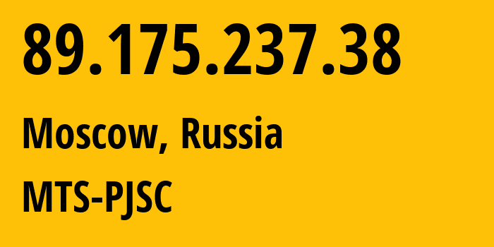 IP-адрес 89.175.237.38 (Москва, Москва, Россия) определить местоположение, координаты на карте, ISP провайдер AS8359 MTS-PJSC // кто провайдер айпи-адреса 89.175.237.38