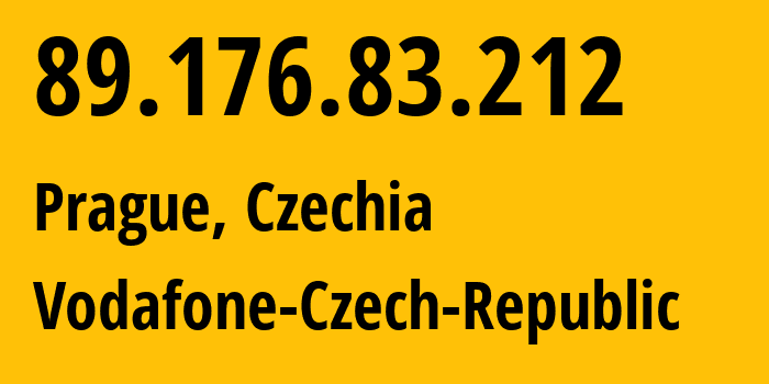 IP address 89.176.83.212 (Prague, Prague, Czechia) get location, coordinates on map, ISP provider AS16019 Vodafone-Czech-Republic // who is provider of ip address 89.176.83.212, whose IP address