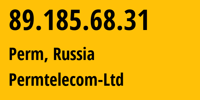 IP address 89.185.68.31 (Moscow, Moscow, Russia) get location, coordinates on map, ISP provider AS39735 Permtelecom-Ltd // who is provider of ip address 89.185.68.31, whose IP address