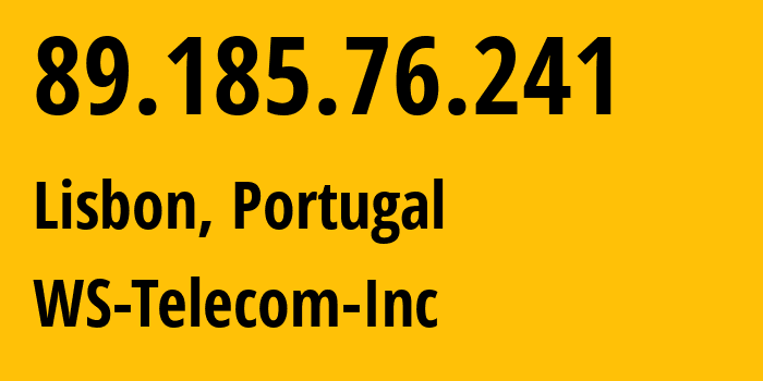 IP-адрес 89.185.76.241 (Лиссабон, Лиссабон, Португалия) определить местоположение, координаты на карте, ISP провайдер AS9009 M247-Europe-SRL // кто провайдер айпи-адреса 89.185.76.241