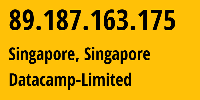 IP-адрес 89.187.163.175 (Сингапур, North West, Сингапур) определить местоположение, координаты на карте, ISP провайдер AS60068 Datacamp-Limited // кто провайдер айпи-адреса 89.187.163.175