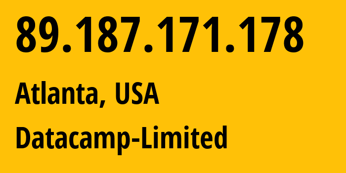 IP-адрес 89.187.171.178 (Атланта, Джорджия, США) определить местоположение, координаты на карте, ISP провайдер AS60068 Datacamp-Limited // кто провайдер айпи-адреса 89.187.171.178