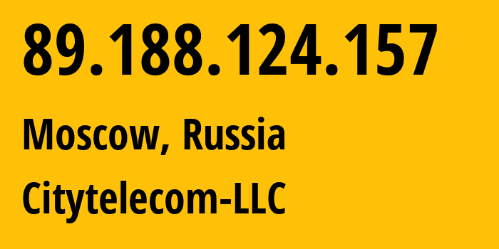 IP address 89.188.124.157 (Moscow, Moscow, Russia) get location, coordinates on map, ISP provider AS29076 Citytelecom-LLC // who is provider of ip address 89.188.124.157, whose IP address