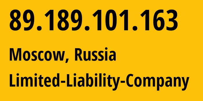 IP address 89.189.101.163 (Moscow, Moscow, Russia) get location, coordinates on map, ISP provider AS41349 Limited-Liability-Company // who is provider of ip address 89.189.101.163, whose IP address