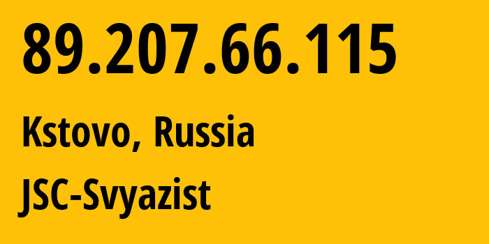 IP address 89.207.66.115 (Kstovo, Nizhny Novgorod Oblast, Russia) get location, coordinates on map, ISP provider AS31724 JSC-Svyazist // who is provider of ip address 89.207.66.115, whose IP address