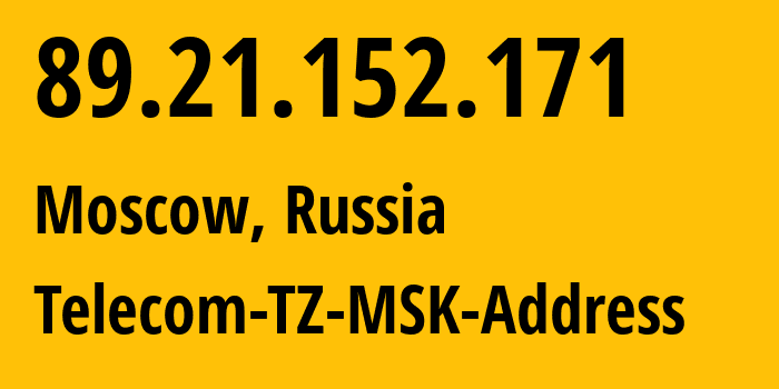 IP-адрес 89.21.152.171 (Москва, Москва, Россия) определить местоположение, координаты на карте, ISP провайдер AS15672 Telecom-TZ-MSK-Address // кто провайдер айпи-адреса 89.21.152.171