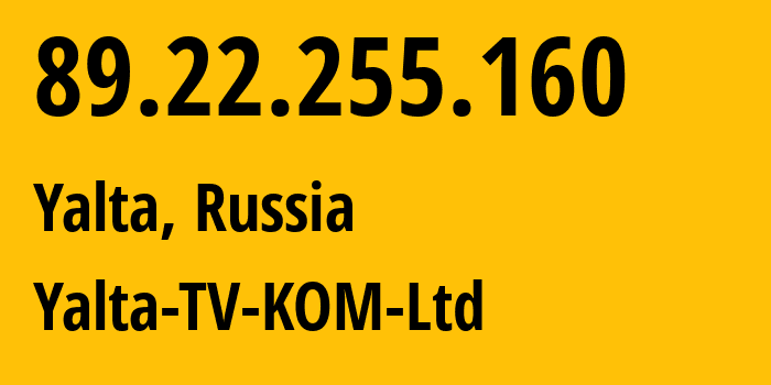 IP address 89.22.255.160 (Yalta, Crimea, Russia) get location, coordinates on map, ISP provider AS57093 Yalta-TV-KOM-Ltd // who is provider of ip address 89.22.255.160, whose IP address